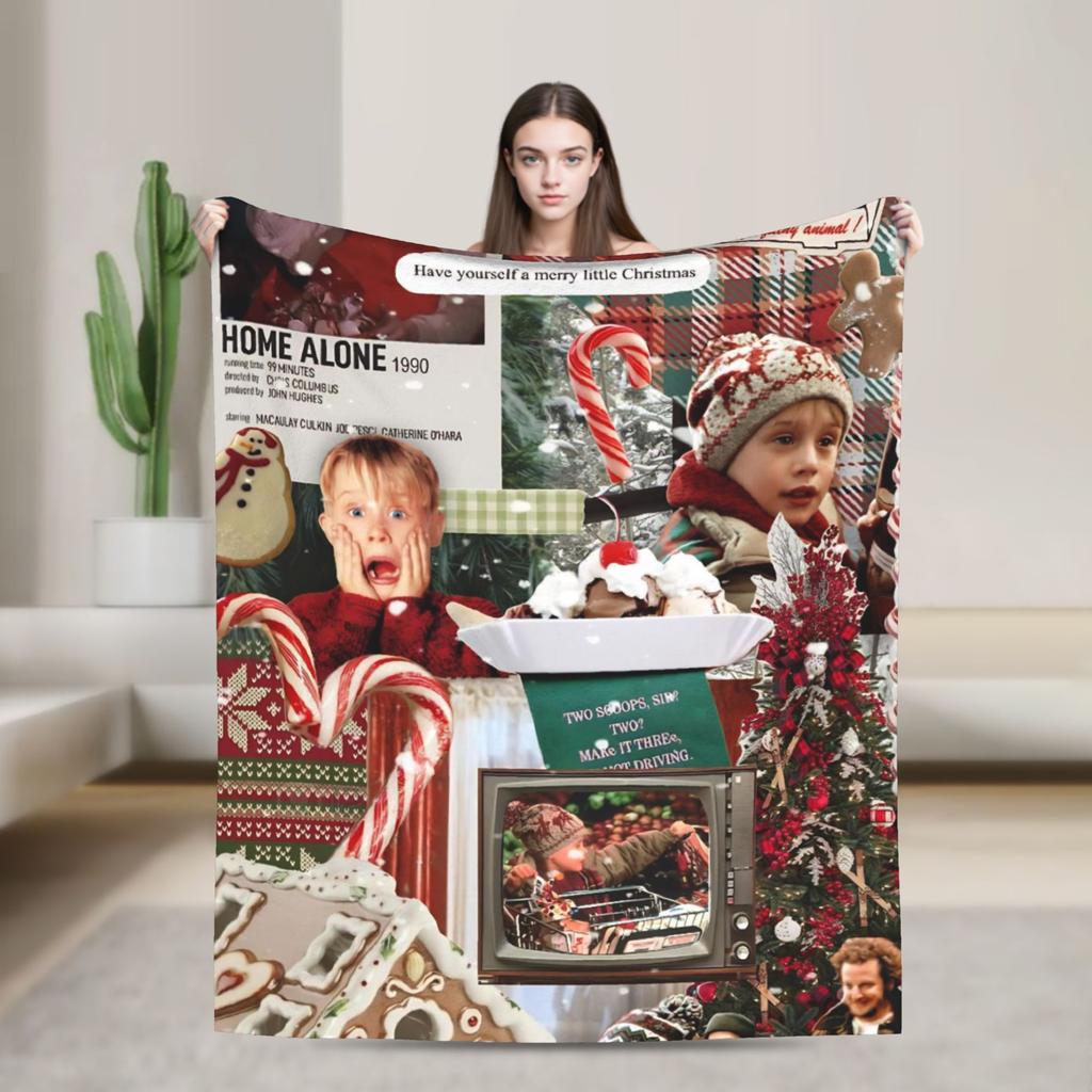 Home Alone  Merry Christmas  Blanket Quality Warm  Bedding Throws Winter Travel Bedroom Aesthetic Bedspread