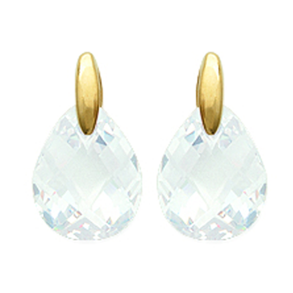 

Les Trésors De Lily [E9084] - Позолоченные серьги Linda золотисто-белые - 7x12 мм