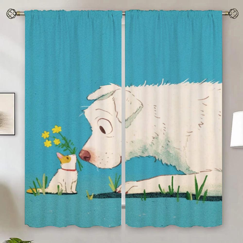 

Котята и собаки Шторы для детской комнаты затемняющие шторы 100% современные шторы для гостиной 2024 Современное украшение дома перегородка W50xH70cmx2pcs-CL