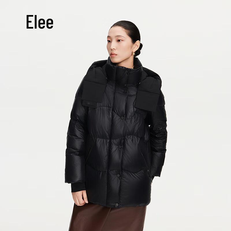 Aolaiyi Women's Detachable Hood Color Block Goose Down Jacket