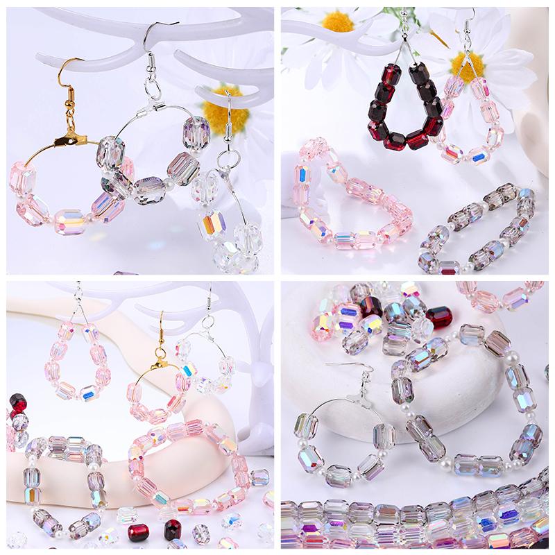 8mm Glass Column Beads Crystal Barrel Faceted Loose Spacer Craft Beads for Bracelet Necklace Earring Wind Chime Jewelry Making