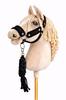 Hobby Horse Set: A3 Zwarte Bont Halster + Lijn - Zwart en Zwart
