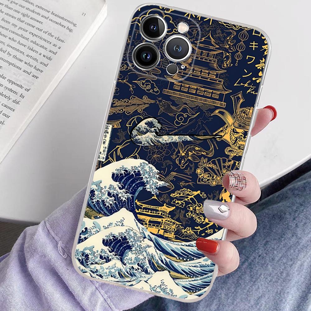 Kanagawa Great Wave Anime Phone Case For IPhone 16 15 14 13 12 Mini 11 Pro XS Max X XR SE 6 7 8 Plus Soft Silicone Cover