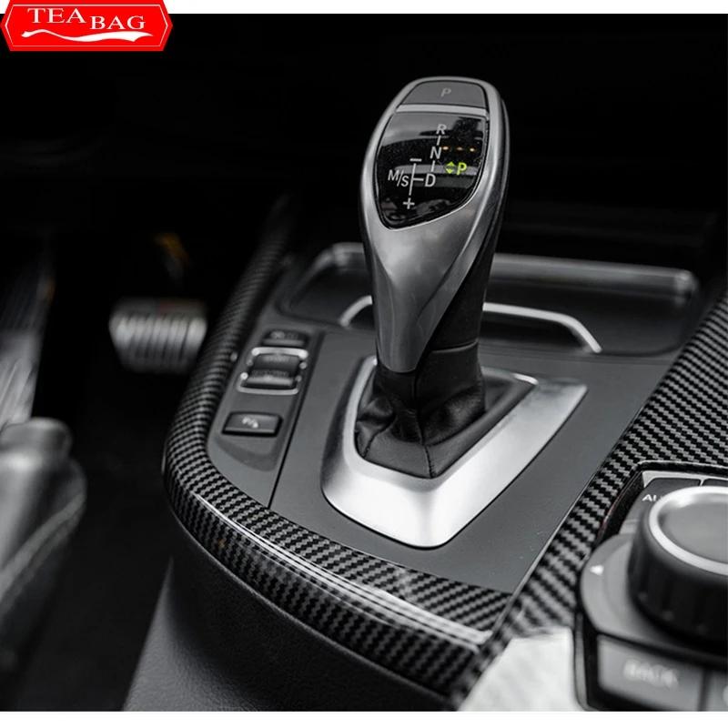 Padrão de fibra de carbono Painel de mudança de marchas de carro Lateral L Shape Strips Guarnição Interior para BMW 3 Serie 4 3gt F30 F31 F32 F34 F36