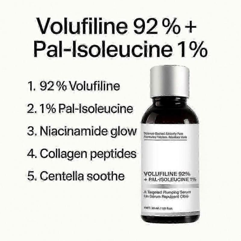 (3pcs)Volufiline 92% + Pal-Isoleucina 1% Siero Anidro Rimpolpante, Siero Volufiline, Cura della Pelle del Viso per Perdita di Volume, Elasticità Cutanea, 30ml