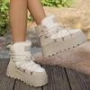 European and American Winter Thick-soled Velvet Lace-up Snow Boots for Women's Foreign Trade Large-size Warm Towel Short Boots Cotton Shoes for Women