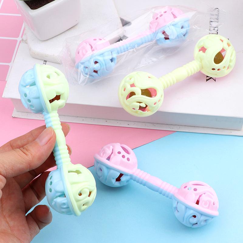 Baby Hand Ringing Bell Infant And Toddler Hand Grasping Double Head Rattle Bag Holding Bell Early Education Enlightenment Gift Small Toy