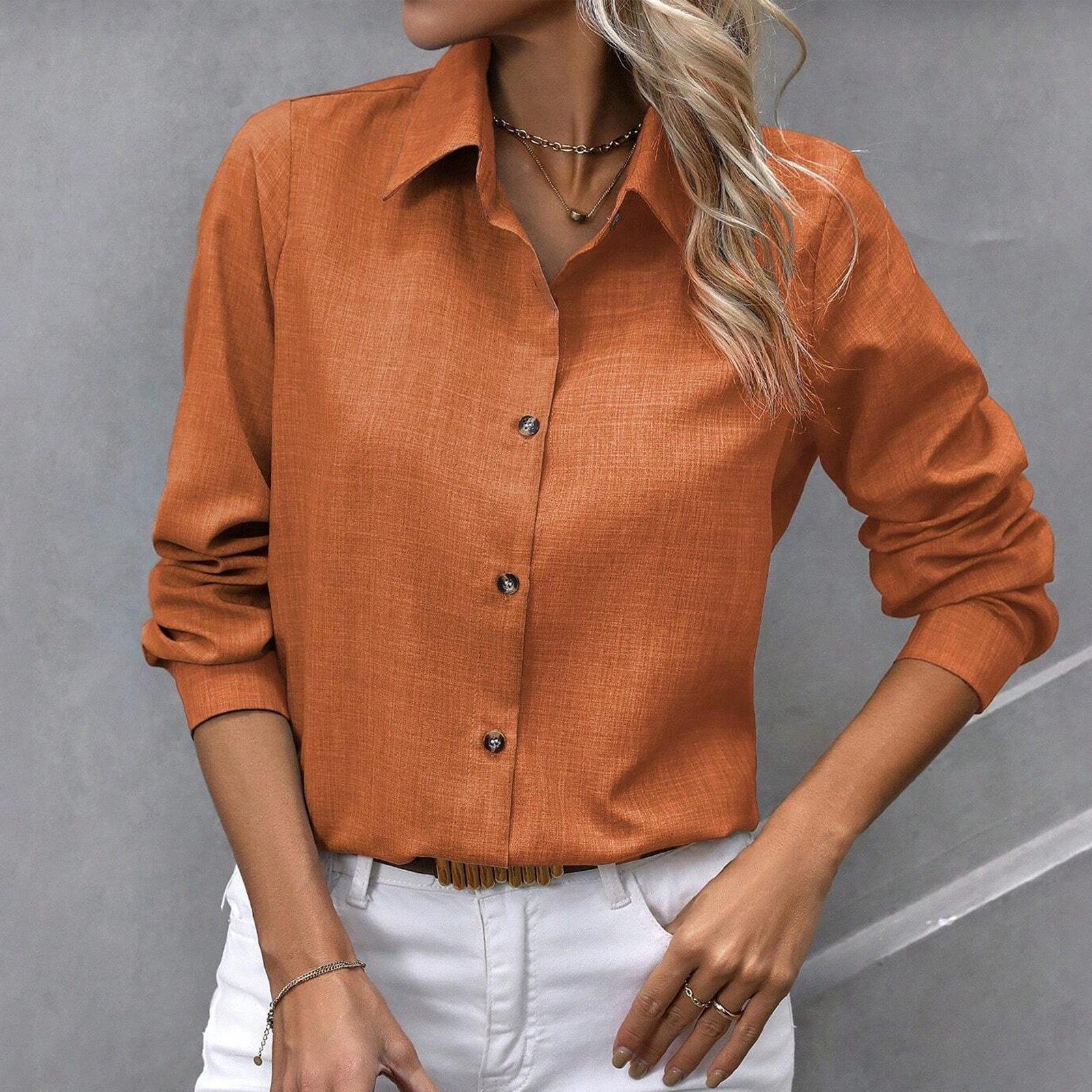 

Женская модная однобортная рубашка с длинными рукавами и лацканами в стиле колор-блок M шафрановый