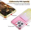 For iPhone 16 Pro Case Card Holder Gradient Color PC+TPU Anti Drop Phone Back Cover with Lens Film
