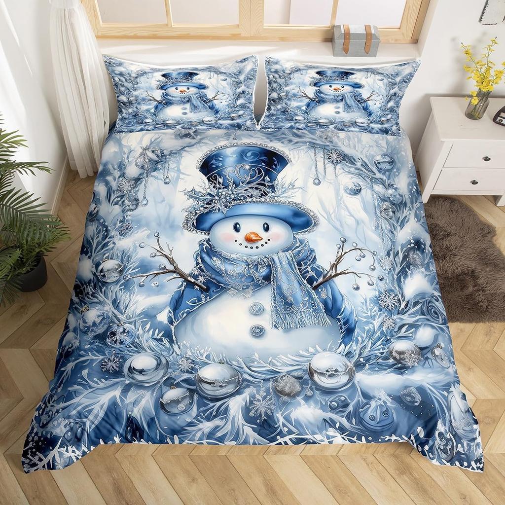 Marry Christmas Snowman 3D Print Bedding Set Fresh Style Cozy Soft Duvet Cover King Queen Twin Size Birthday Gift Bedroom Decor