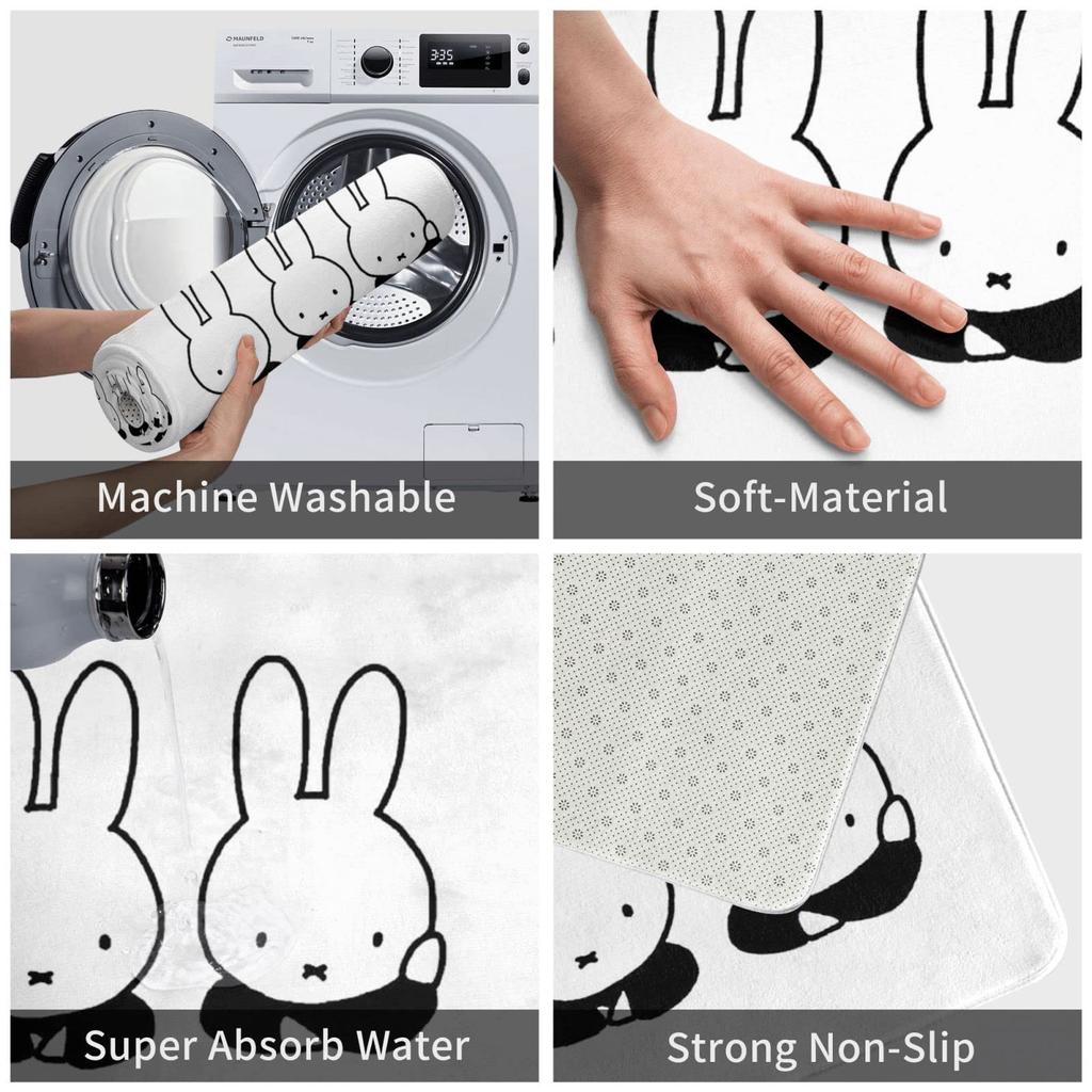 Miffy Entrance and Fully Perfect for Indoor and Outdoor Fluffy Bath Door Mud Removal and Home 40x60cm Mat, Stylish, Non-slip, Washable, Quick-drying,
