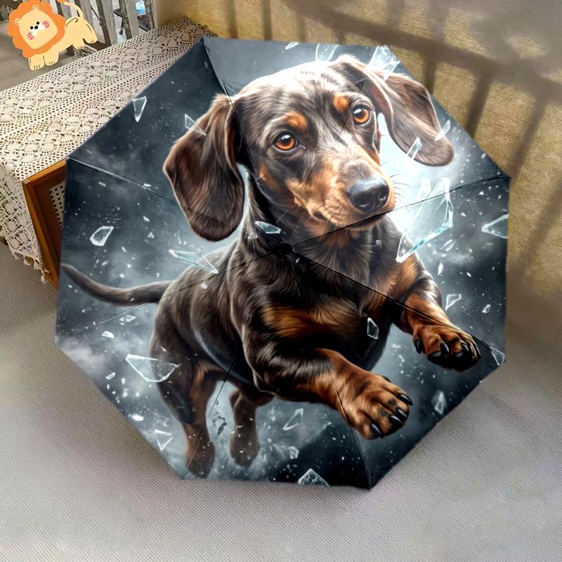 1 PC Automatic Folding Umbrella - Cute Pet Puppy Pattern, Portable & Foldable Design with 8 Ribs, Christmas Birthday Gifts