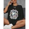 Graphic & Letter Print Crew Neck Women T-Shirt Casual Sport Short Sleeve Plus Size T Shirt Street Tee Clothing