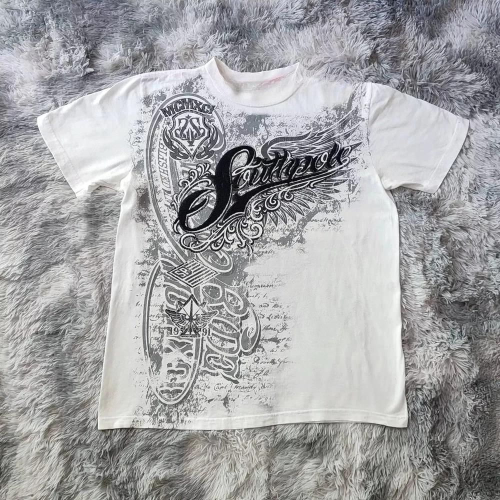 Classic Y2K Gothic Style T-shirt Print Oversized T Shirt High Street Shirts Gothic Round Neck Cotton Tops New Mens Women T Shirt