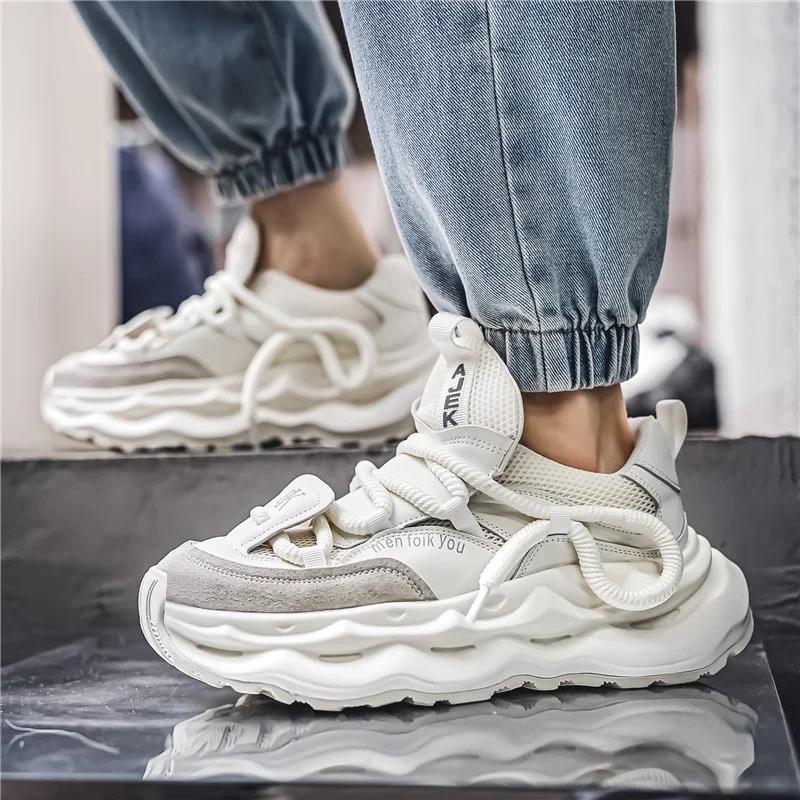 2024 Streetwear Herren Plateau-Sneakers Mode Grün Lässige Sportschuhe Herren Mesh Atmungsaktive Designer Trainer Herren Chunky Sneakers