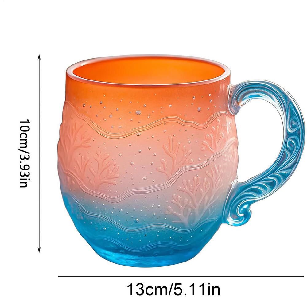 

Ocean sunset mug Unique textured ocean-themed teacup Gradient Coffee mug for lovers of ocean decor festival gifts 12 oz