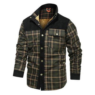Autumn and Winter Fashion Men's Casual Plaid Woolen Shirt Thickened Keep Warm Coat. 5 Colors