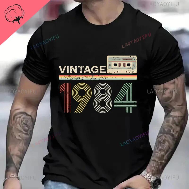 Vintage 1984 Birthday Cotton T Shirts for Men Women Short Sleeve Clothing Retro Tshirts Born in 1984 Clothes for Men Tops Tee