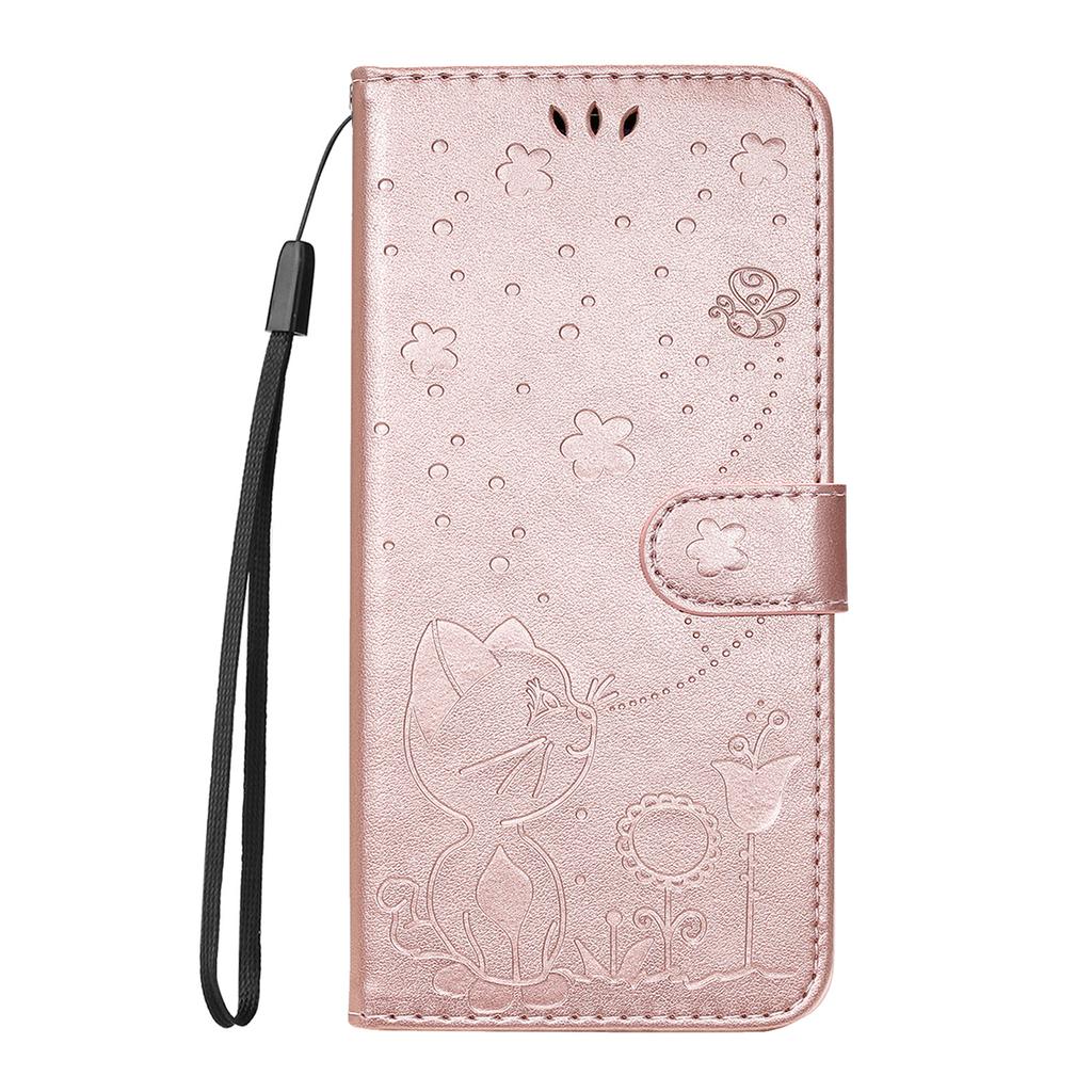 For Oppo Reno14 5G (China)/Oppo Reno14 F 5G/Oppo Reno14 5G (Global) Leather Wallet Case Cat Bee Pattern Phone Cover Stand