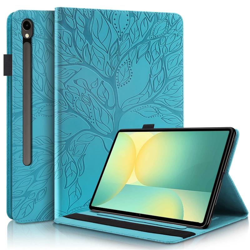 Funda for Samsung Tab S10 FE Case 10.9" Embossed Tree Leather Wallet Flip Cover for Galaxy Tab S10 Fe Sm-x520 X526b Case Coque