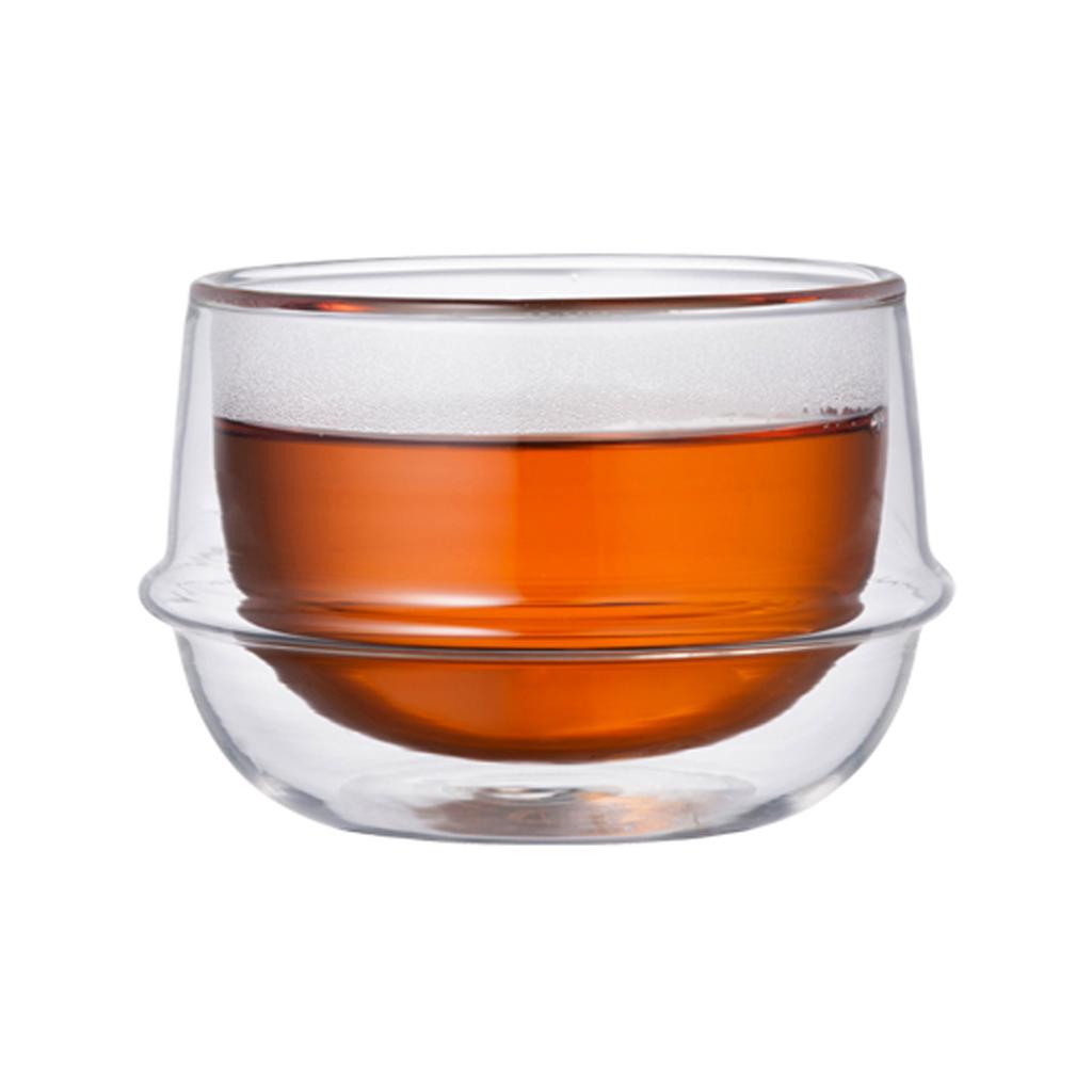 KINTO KRONOS Double-Walled Teacup, 200ml, Heat-Resistant Glass, Microwave and Dishwasher Safe, Gift, 23105