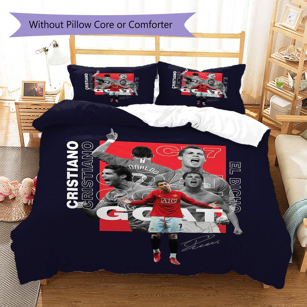 Biancheria da letto con motivo CR7, Set piumone Copripiumone Federa Regalo di Compleanno per la Casa(1 * copripiumino + 2 * federa, senza nucleo)