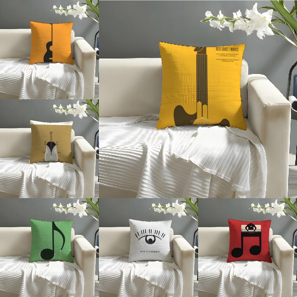 2 Abstract Quirky Musical Note Patterns Pillow Case Home Living Room Decoration Linen Pillowcover Pillow Cases Cushion Cover