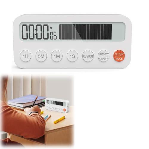 

OptiPro Digital Timer with Large Screen, Countdown/Count-Up Function up to 100 Hours, Mute Function, Custom Mode, Magnetic Back, 12/24 Hour, Compact,