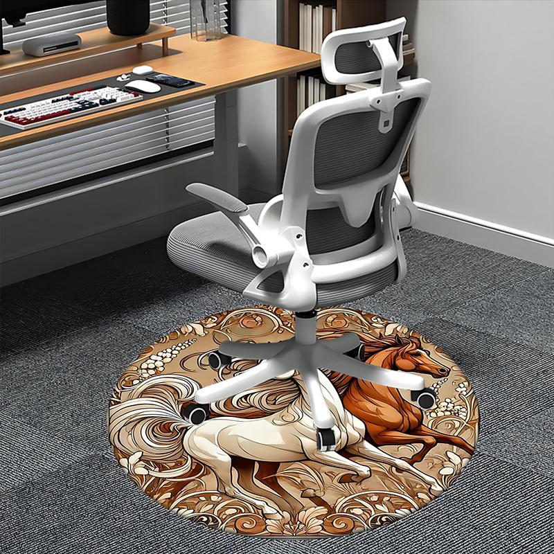 Horse Decor,Art Nouveau Pattern Chair mat Round Rug Office carpet, Non slip, Suitable for Living Rooms, Bedrooms decor.1205235a