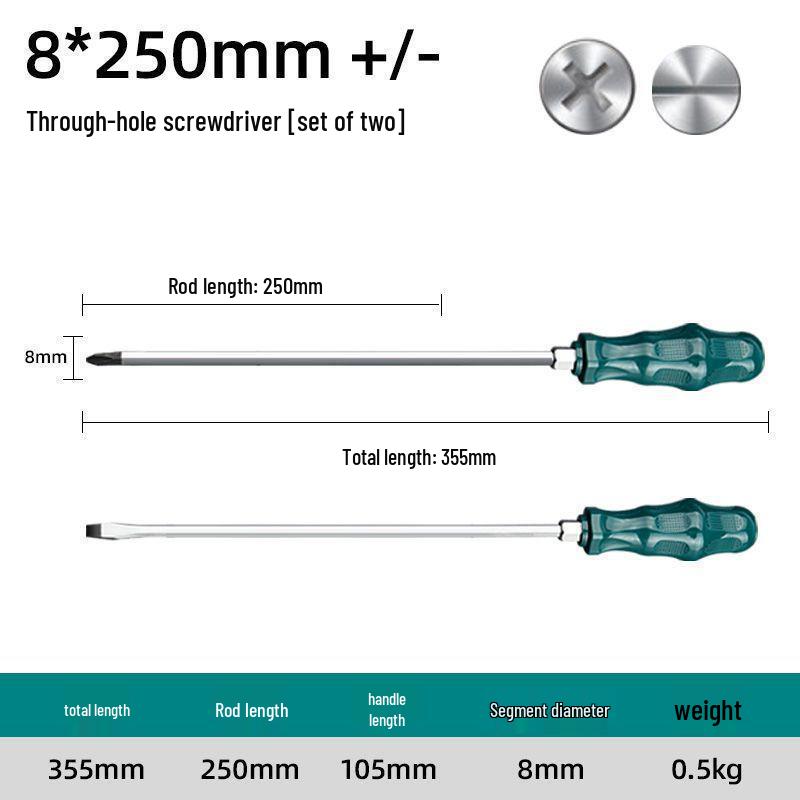 One-Word Industrial Magnetic Phillips & Flathead Screwdriver with Extra-Long Shank & Torx Impact Features