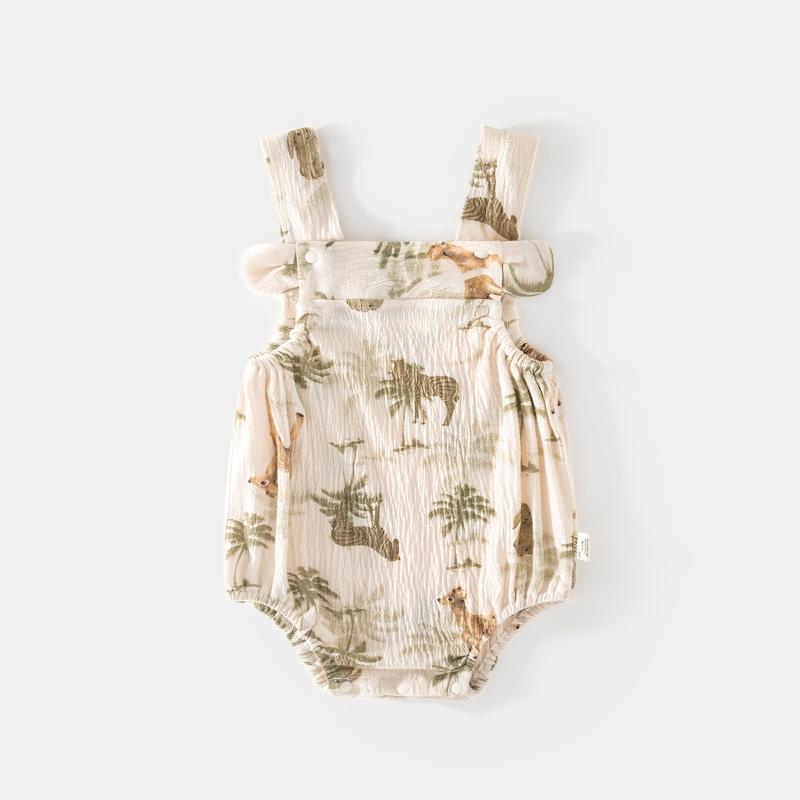 Baby Sleeveless Print Romper Summer Thin Suspender Infant Toddler Bodysuits Clothes Newborn Baby Unisex Triangle Crawl Suit 0-2Y