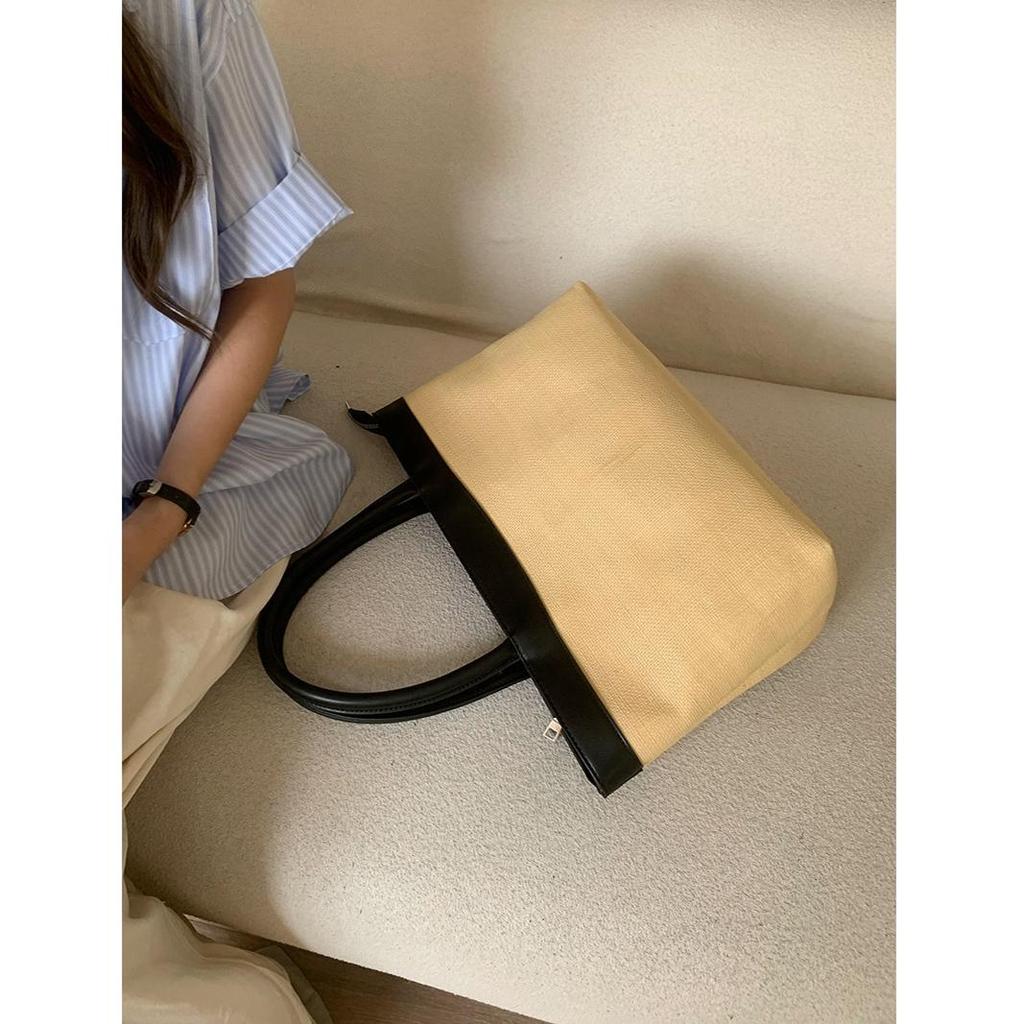 Luxury Design Straw Woven Tote Bags For Women Large Capacity Shoulder Beach Bag Pure Color Summer New Big Shopping Handbag 2024