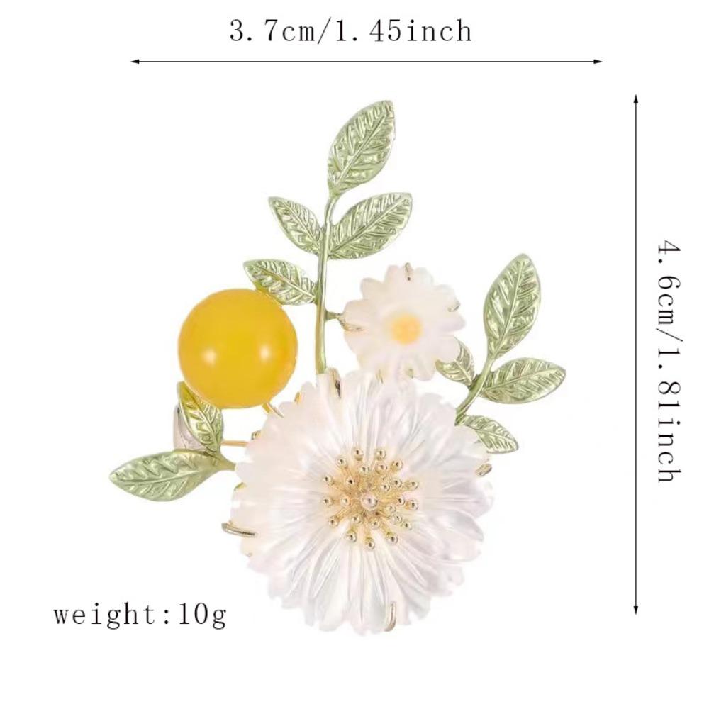 Korean High-quality Green-leaved Daisy Flowers Brooches for Women Fashion Temperament Fixed Clothes Suits Accessories Jewelry