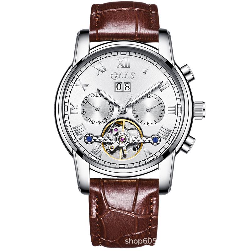 QLLS Men's Fashion Automatic Luminous Waterproof Skeleton Wristwatch - Business Casual Style