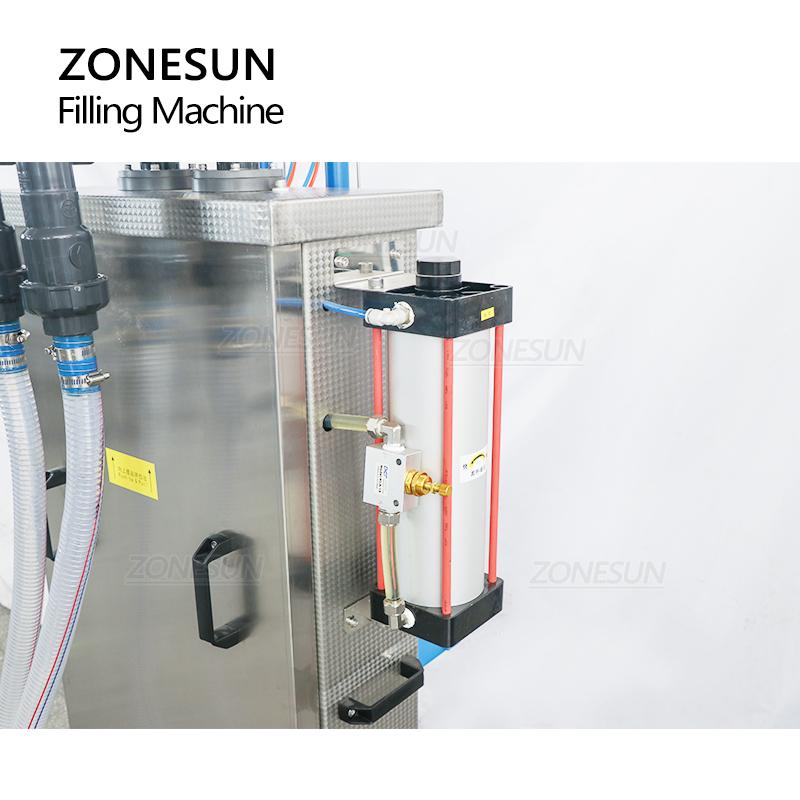 ZONESUN Liquid Filling Machine Full Pneumatic Semi-auto Double Heads Corrosive Bottle Filler for Toilet Cleaner Disinfectant