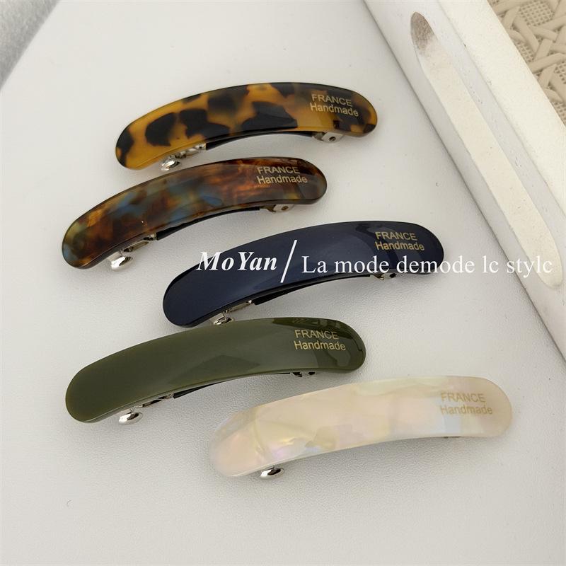 Korean Style Gold Label Acetate Baguette Barrette - Versatile & Cute Hair Clip