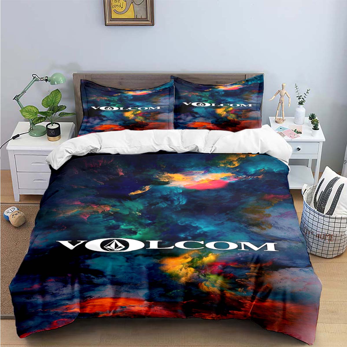 

Exquisite V-VOLCOM Print Bedding Sets Exquisite Bed Supplies Set Duvet Cover Bed Comforter Set Bedding Set Luxury Gift EU Twin 135x200cm