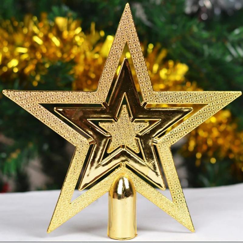 1Pc Outdoor Home Decor Merry Christmas Ornaments Tree Topper Glitter Star Decoration
