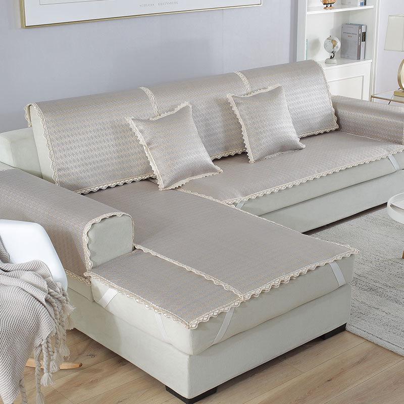 

Summer Ice Silk Rattan Mat Sofa Cushion Simple Modern Breathable Non-Slip Summer Sofa Mat Cushion Cover Towel 70*70cm