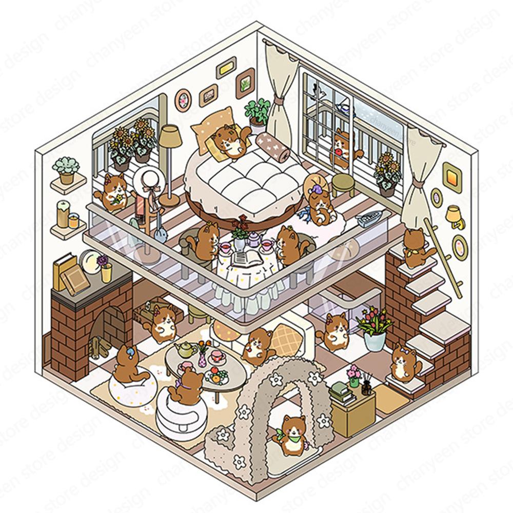 3D Landschaftsaufkleber Cartoon Miniatur-Szene Visuelles Stapeln Dreidimensionale Aufkleber Weihnachtsgeschenk für Kinder