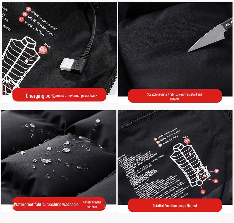 Plus-Size Intelligent Temperature Control Heating Vest with Nine Heating Zones