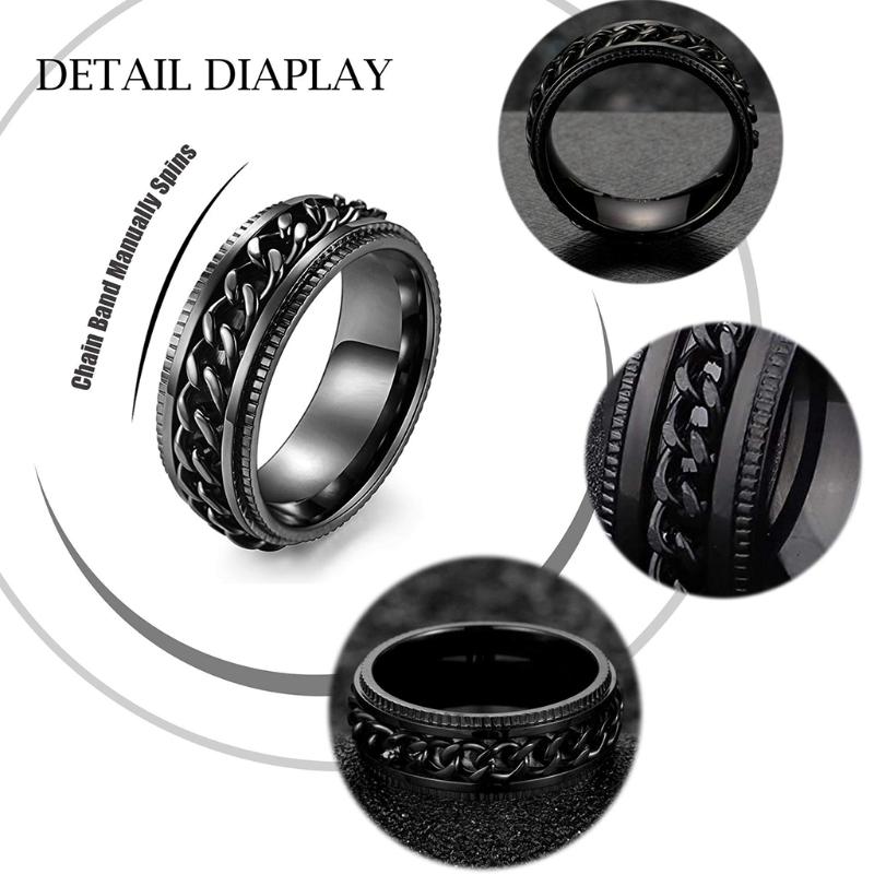 4 Stück Modische Eheringe Edelstahl Fidget Spinner Ringe Romantischer Knöchelring Geschenk für Männer Frauen