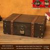 Retro Wooden Rectangular Storage Box Set with Lock - Creative Organizer & Decorative Props