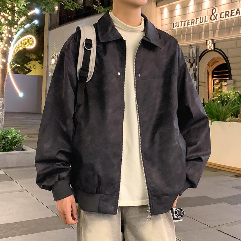 

Осенняя одежда для активного отдыха, альпинизм, куртка в стиле харбор, воротник-стойка, повседневная корейская версия молодежного тонкого популярного молодежного пальто 3XL чёрный