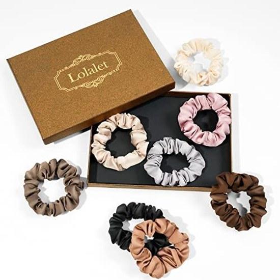 Lolalet Chouchou Ribbon 8-Piece Set Hair Tie Adult Silk Glossy Three-Dimensional Stylish Clip