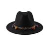 European and American Flat-brimmed Jazz Woolen Hat Women's Flat-brimmed Woolen Top Hat Women's New Autumn and Winter Felt Hat