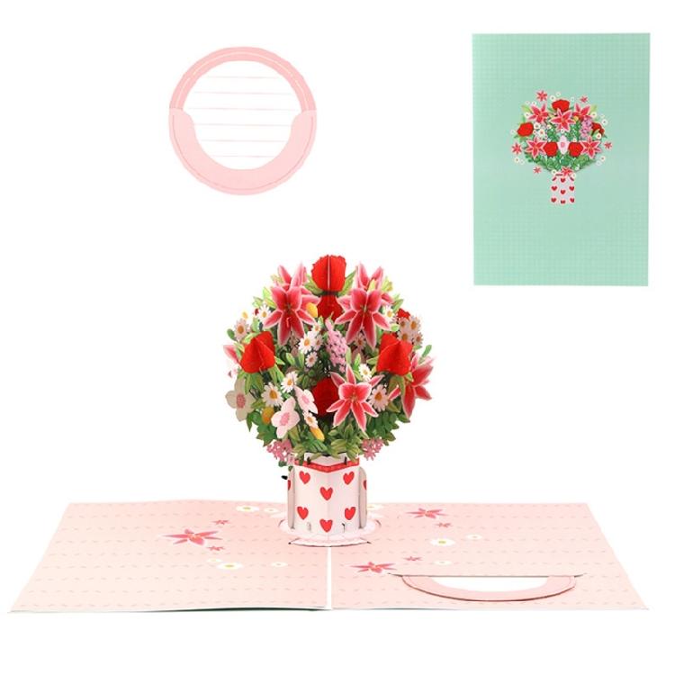 3D Foldable Greeting Card With Envelope Unique Foldable Greeting Card Flower Bouquet Card for Celebratory Event