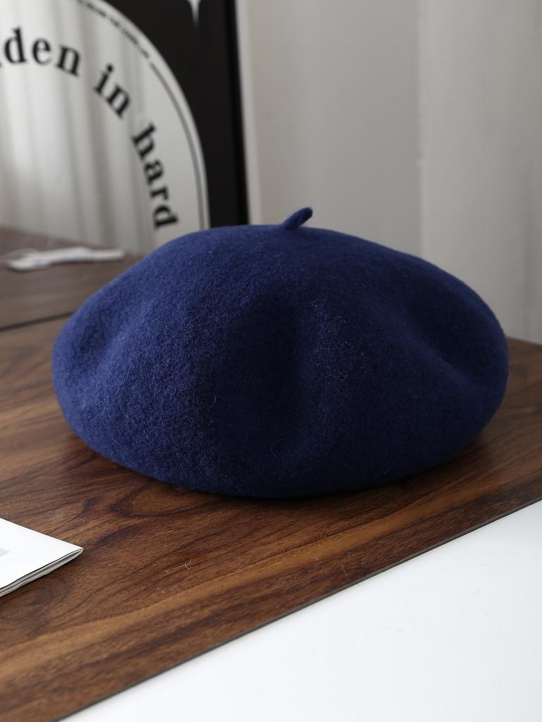 100% Australian Wool Plain Beret Cap French Minimalist British Pumpkin Hat Warm Winter Wool Painter Cap