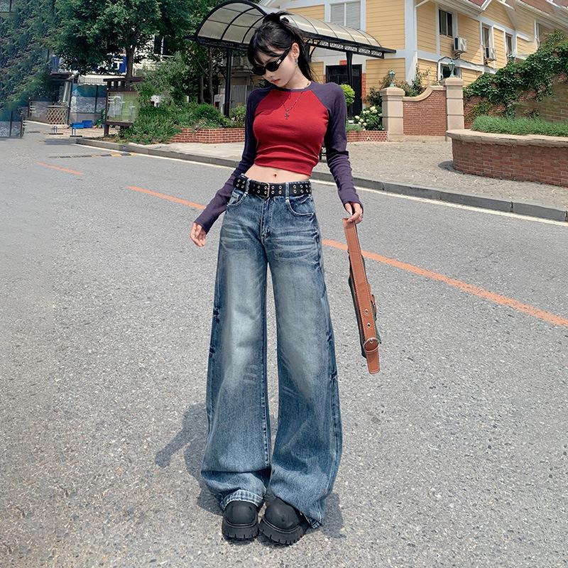 

Женские джинсы клеш с широкими штанинами и высокой посадкой в стиле ретро на осень 2024 года Extra Small