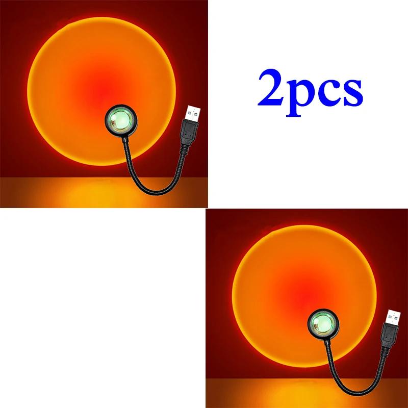 1-3PCS LED Sunset Lamp Nightlights USB Projector Birthday Party Decoration Mood Lights For Bedroom Living Room Wall Photography